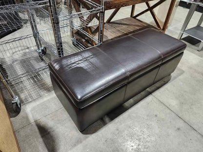 Faux Leather Storage Ottoman