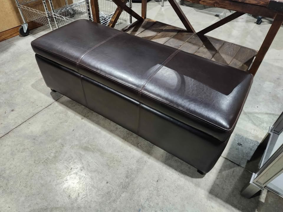 Faux Leather Storage Ottoman