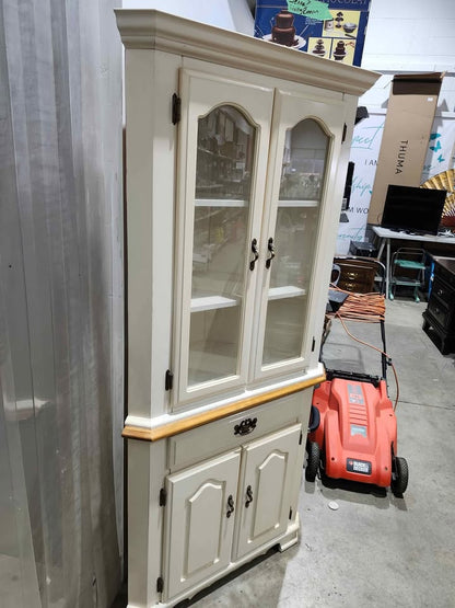 Wooden Corner Display Cabinet - Cream