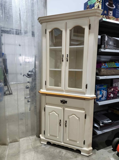 Wooden Corner Display Cabinet - Cream