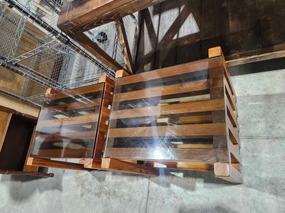 Natural Wooden/Glass Side/End Tables - 2 Available