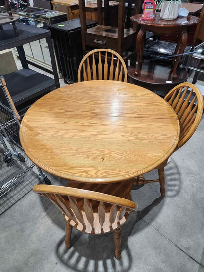 Solid Wooden Round Dining Table + 3 Chairs - Made In Canada