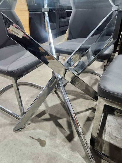 Kate - Modern Glass/Chrome Dining Table