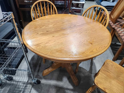 Solid Wooden Round Dining Table + 3 Chairs - Made In Canada