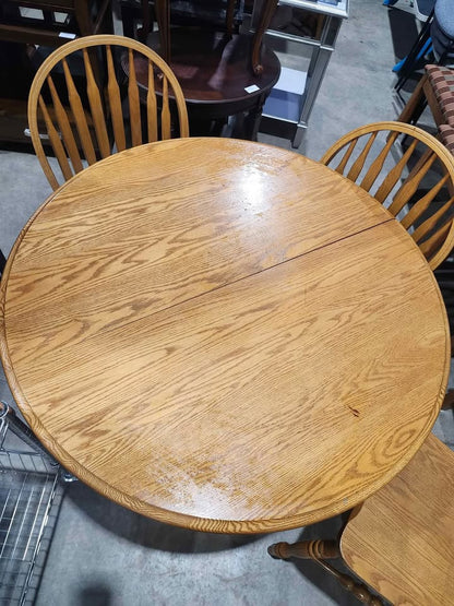 Solid Wooden Round Dining Table + 3 Chairs - Made In Canada