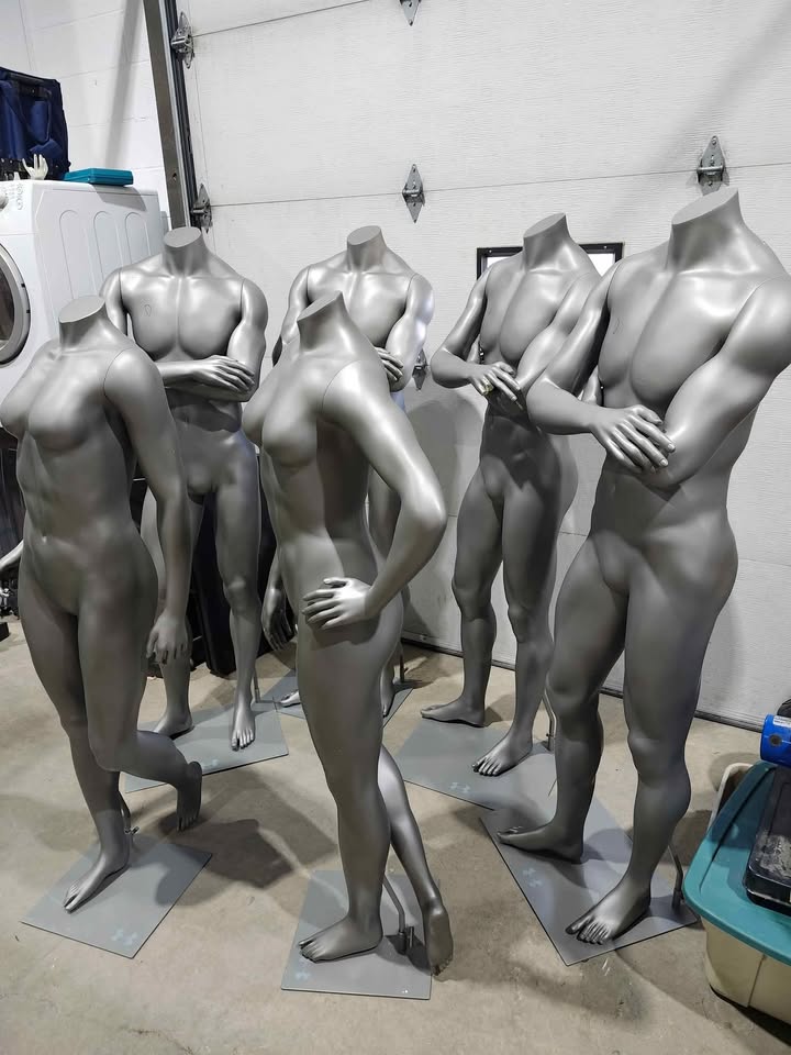Multiple Male/Female Retail Full Body Mannequins with Stands - Grey