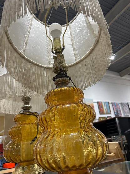 Regency Lamp - Amber glass - RARE - 2 Available