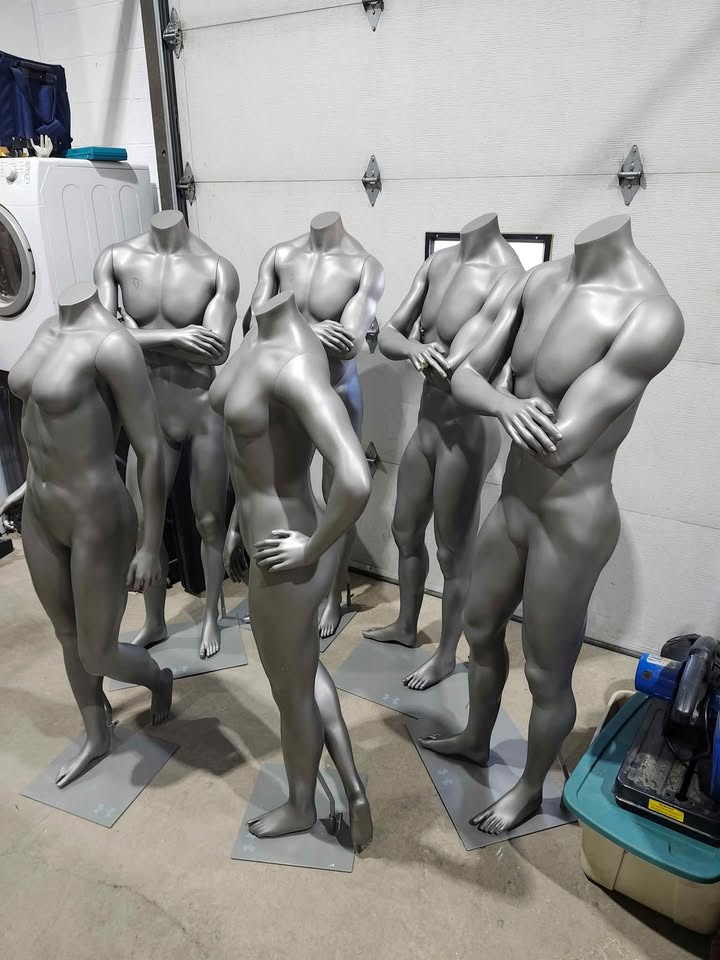 Multiple Male/Female Retail Full Body Mannequins with Stands - Grey