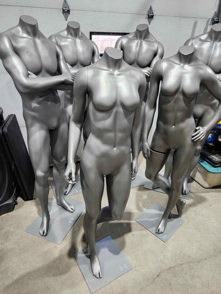 Multiple Male/Female Retail Full Body Mannequins with Stands - Grey