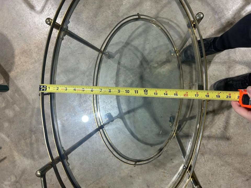 Vintage Oval Brass 2 Tier Bar Cart - RARE