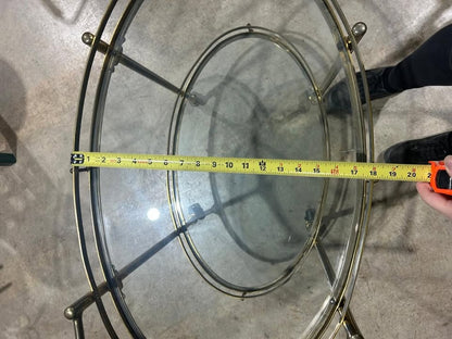 Vintage Oval Brass 2 Tier Bar Cart - RARE