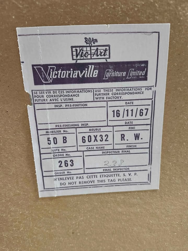 Vintage MCM Victoriaville Wooden Mirror 62x35" - 1967