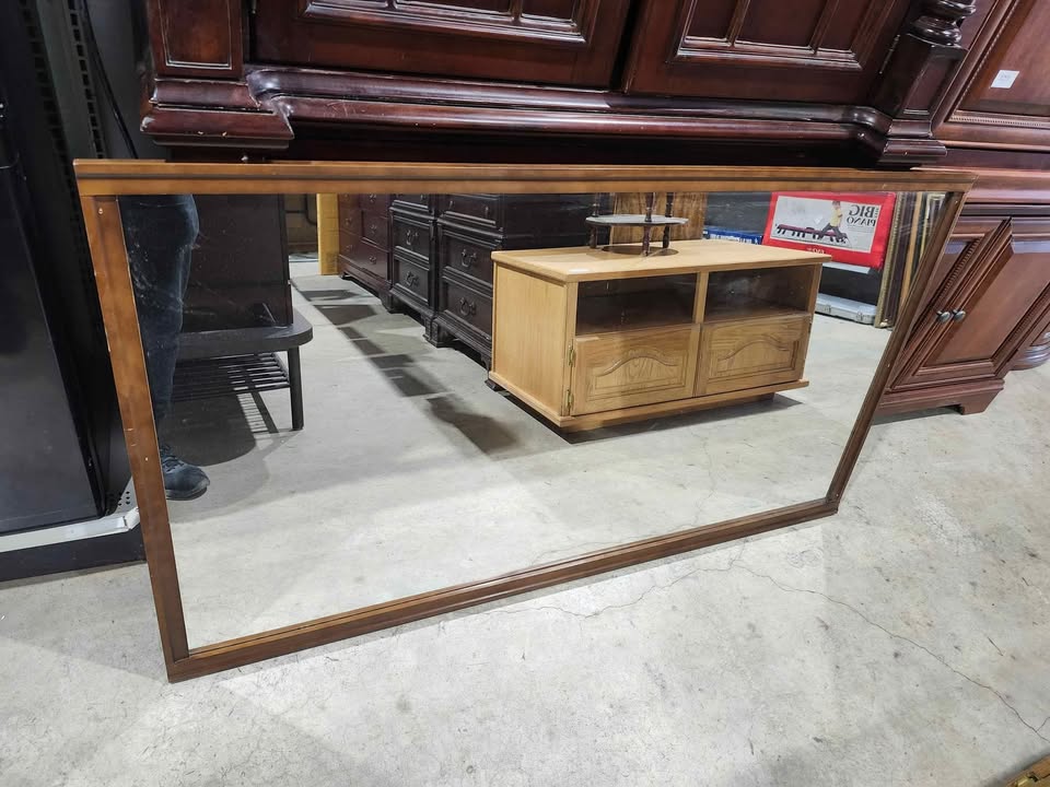 Vintage MCM Victoriaville Wooden Mirror 62x35" - 1967
