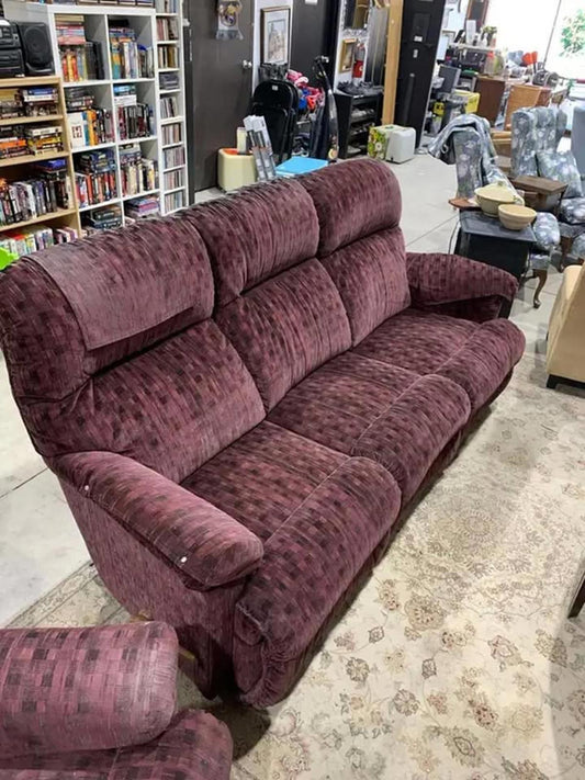 Vintage Lazy-boy Reclining Sofa and Arm Chair