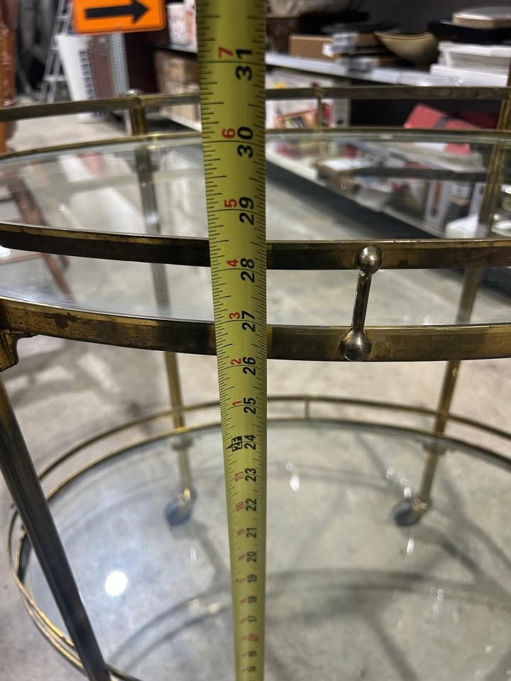 Vintage Oval Brass 2 Tier Bar Cart - RARE