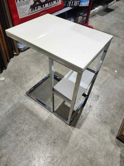 Bellini C Shaped Table With Shelf - White