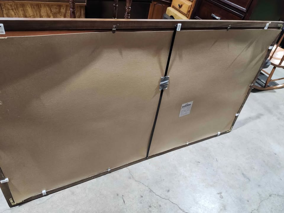 Vintage MCM Victoriaville Wooden Mirror 62x35" - 1967