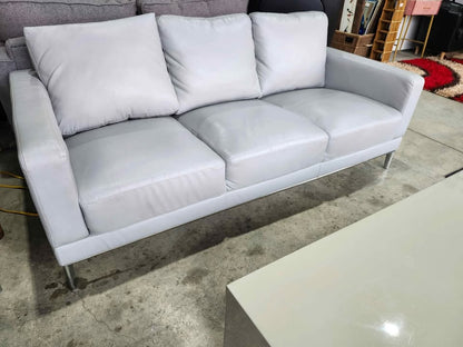 Modern Gray/Chrome Faux Leather Sofa