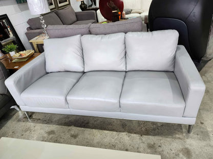 Modern Gray/Chrome Faux Leather Sofa