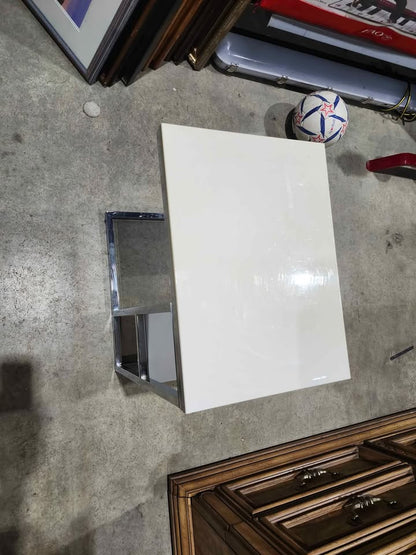 Bellini C Shaped Table With Shelf - White