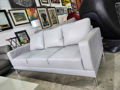 Modern Gray/Chrome Faux Leather Sofa