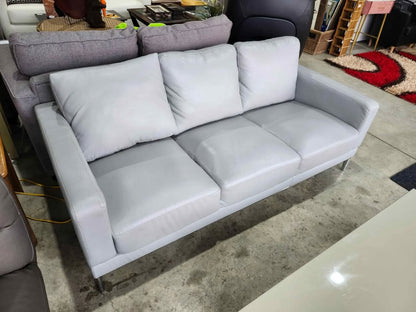 Modern Gray/Chrome Faux Leather Sofa