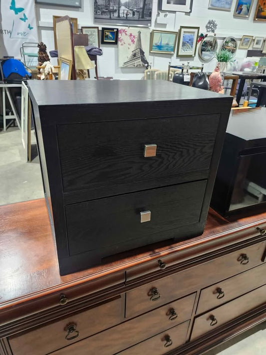 Black 2-Drawer Nightstand