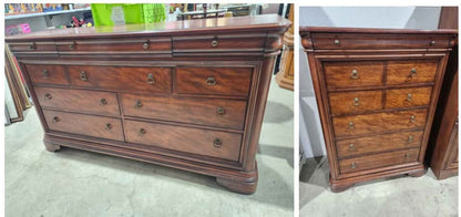 Louis Philippe Style 6-Drawer Chest and Dresser Set - Cherry Finish
