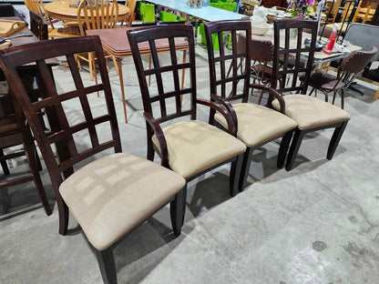 4 Dark Wooden Dining Chair Set
