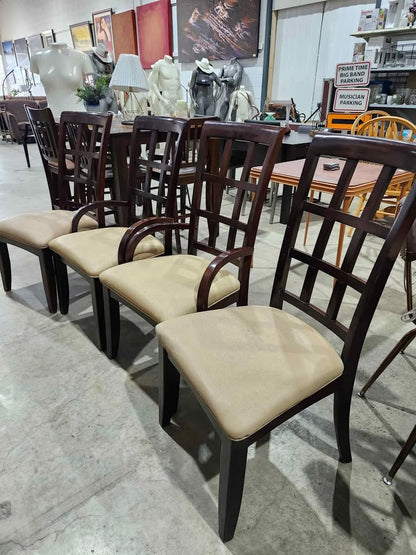 4 Dark Wooden Dining Chair Set