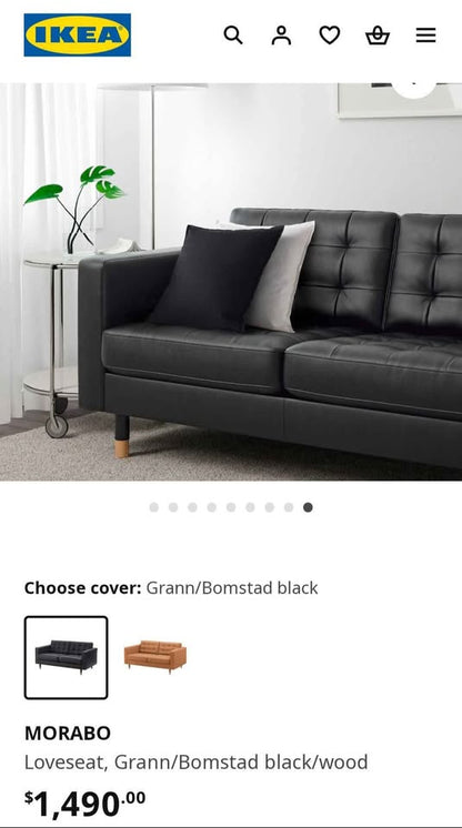 Ikea MORABO Leather Loveseat