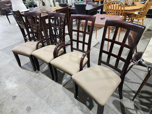 4 Dark Wooden Dining Chair Set