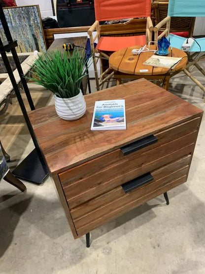 Dark Wood 2 Draw Bedside Table