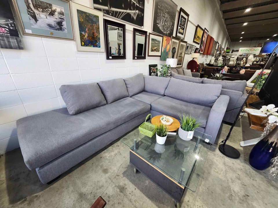 Grey Fabric 2-Piece Sectional Sofa