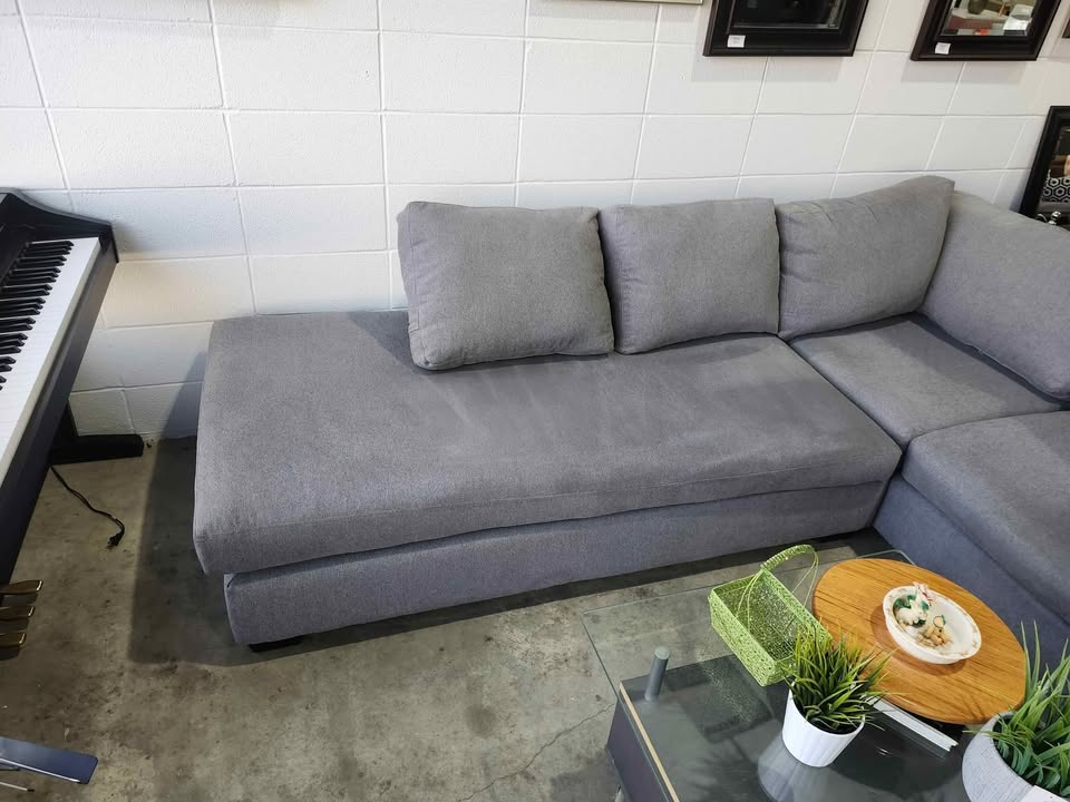 Grey Fabric 2-Piece Sectional Sofa