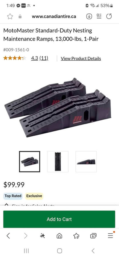 Motomaster Standard Duty Maintenance Ramps 13,000lbs - Pair