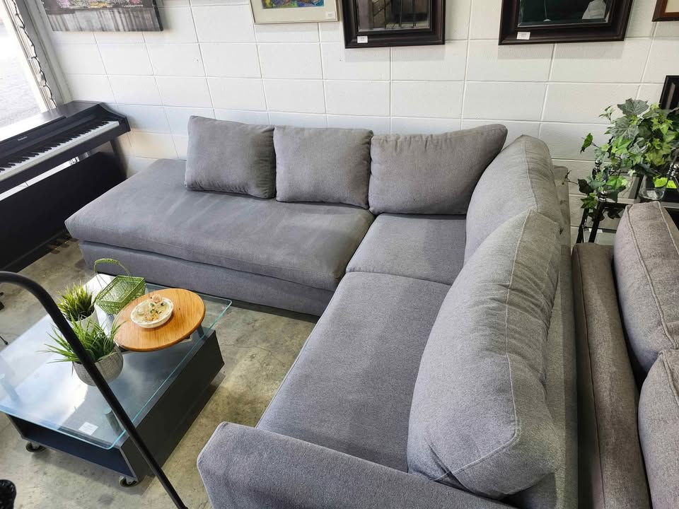 Grey Fabric 2-Piece Sectional Sofa