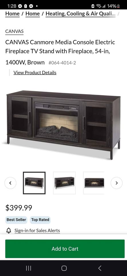 CANVAS Canmore Electric Fireplace & TV Stand 56"