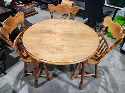Solid Wooden Round Dining Table & 4 Chairs