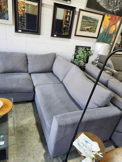 Grey Fabric 2-Piece Sectional Sofa