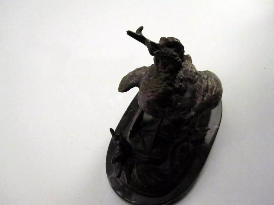 Antique Delabrierre Bronze Bird Statue on Stone Base
