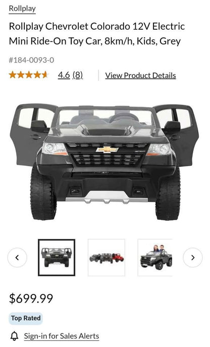 Rollplay Chevrolet Colorado 12V Electric Mini Ride-On Toy Car 3-6 Years (Needs Battery)