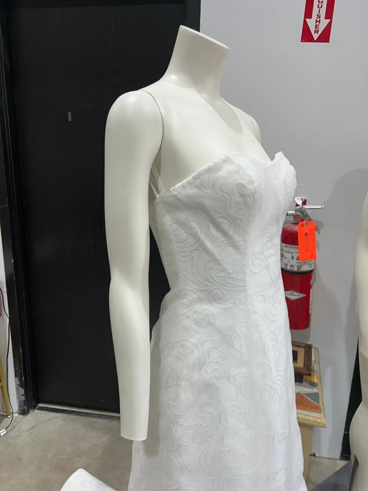 White Strapless Sweetheart Wedding Dress with Train – Size S