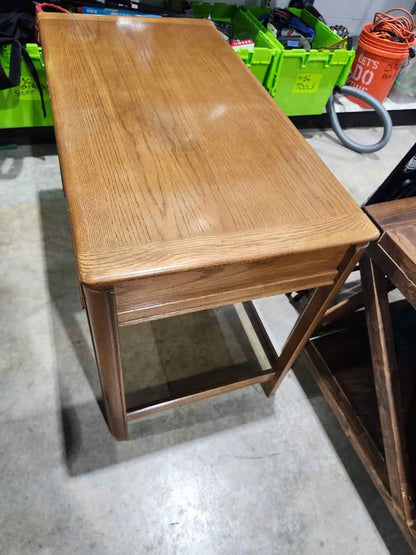 Vintage Wooden Writing Desk with Glass Shelf - Huppé by Victoriaville