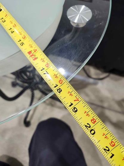 Round Glass/Steel Side Table with Inbuilt Lamp