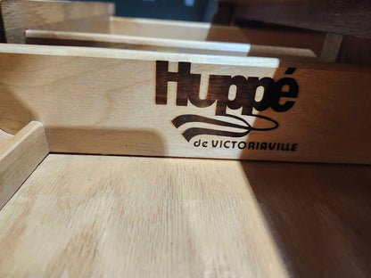 Vintage Wooden Writing Desk with Glass Shelf - Huppé by Victoriaville