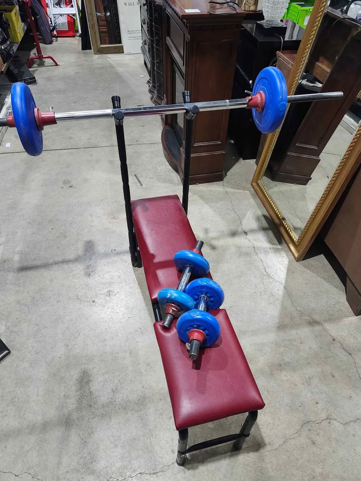 Vintage Steel Bench + Bar