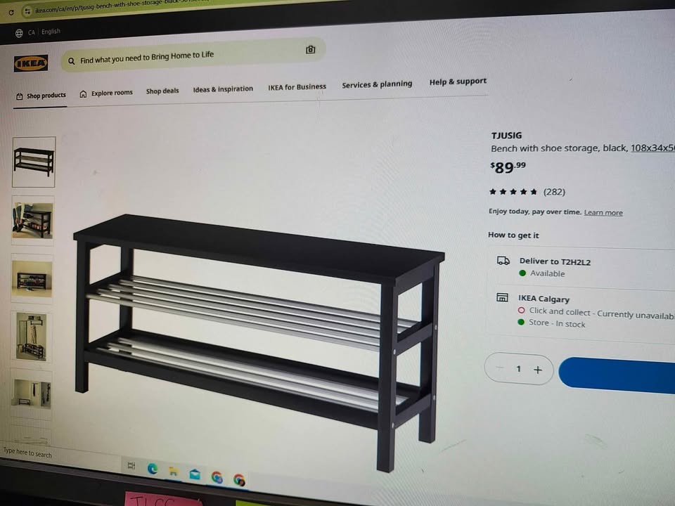 Ikea 'Tjusig' Bench with Shoe Rack