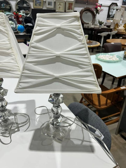 Trident Stacked Crystal Glass Lamp with Original Shade