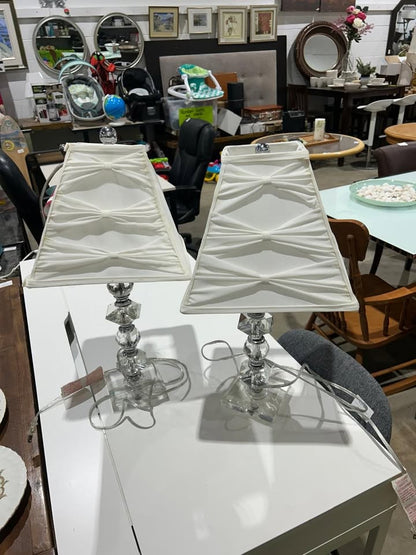 Trident Stacked Crystal Glass Lamp with Original Shade